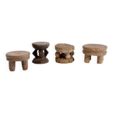 4 tabourets africains en bois sculpté