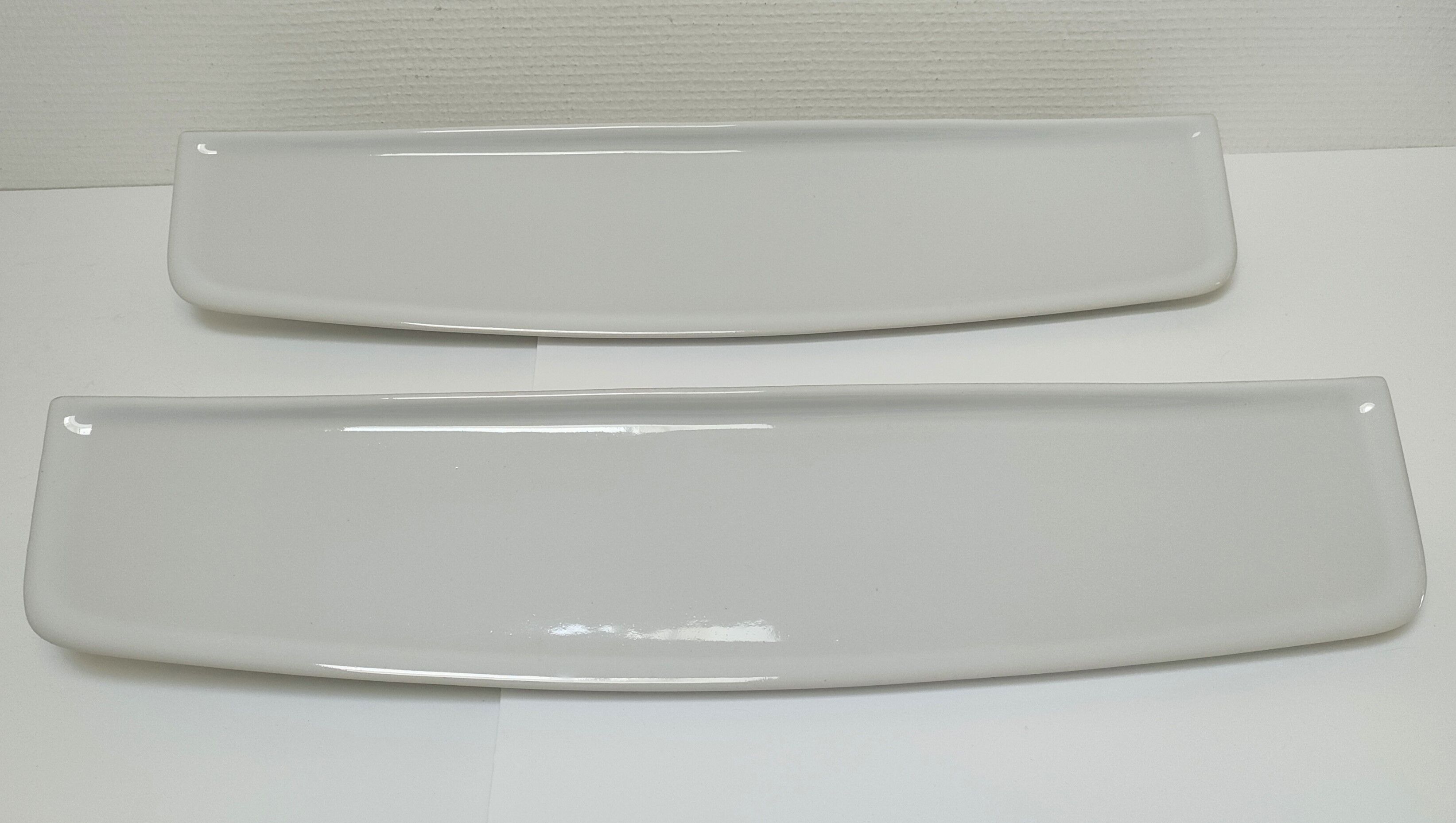 Two wall shelves ceramic glazed white vintage