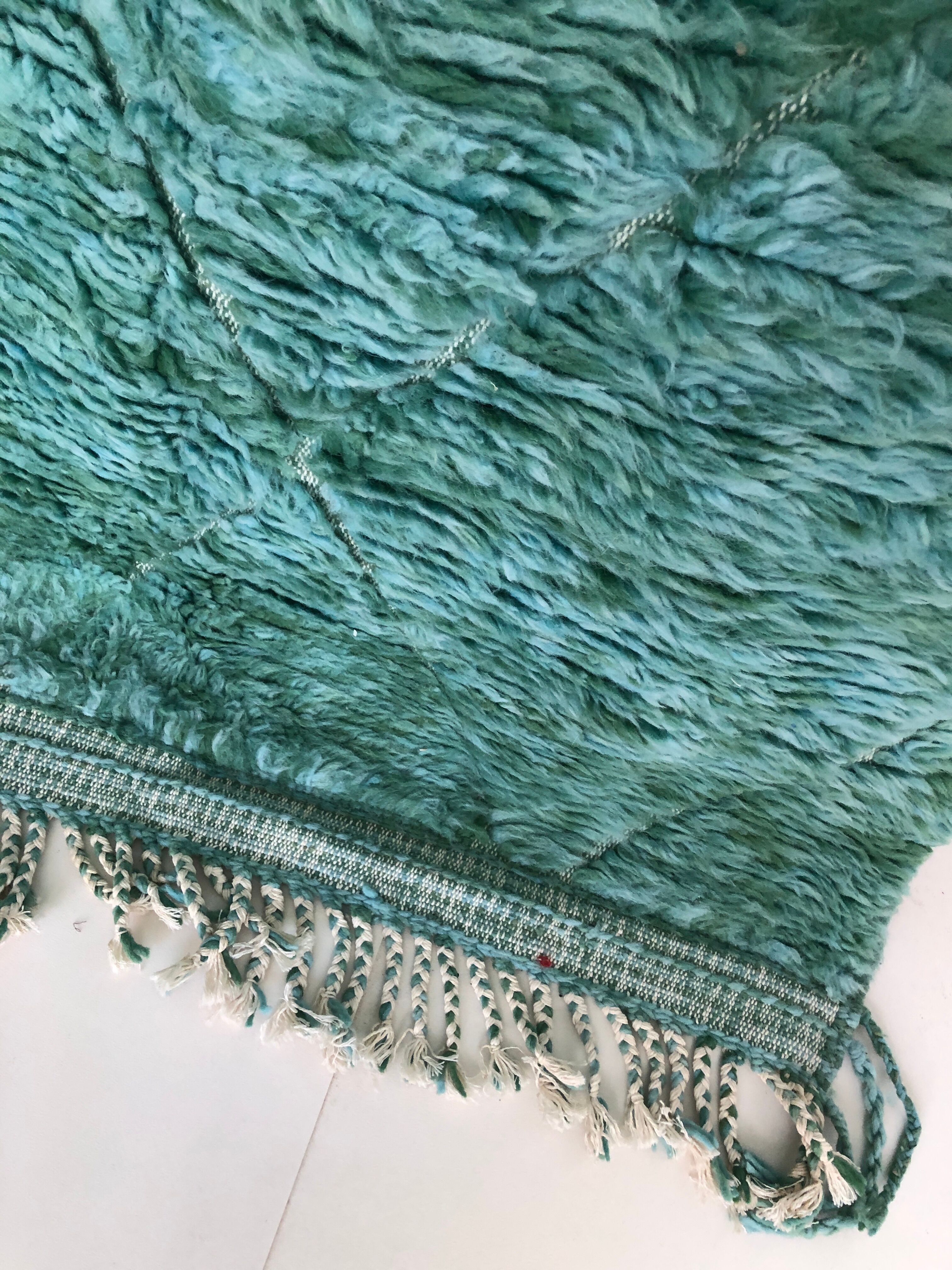Moroccan Berber carpet Beni Ouarain emerald green 2.73x2.13m