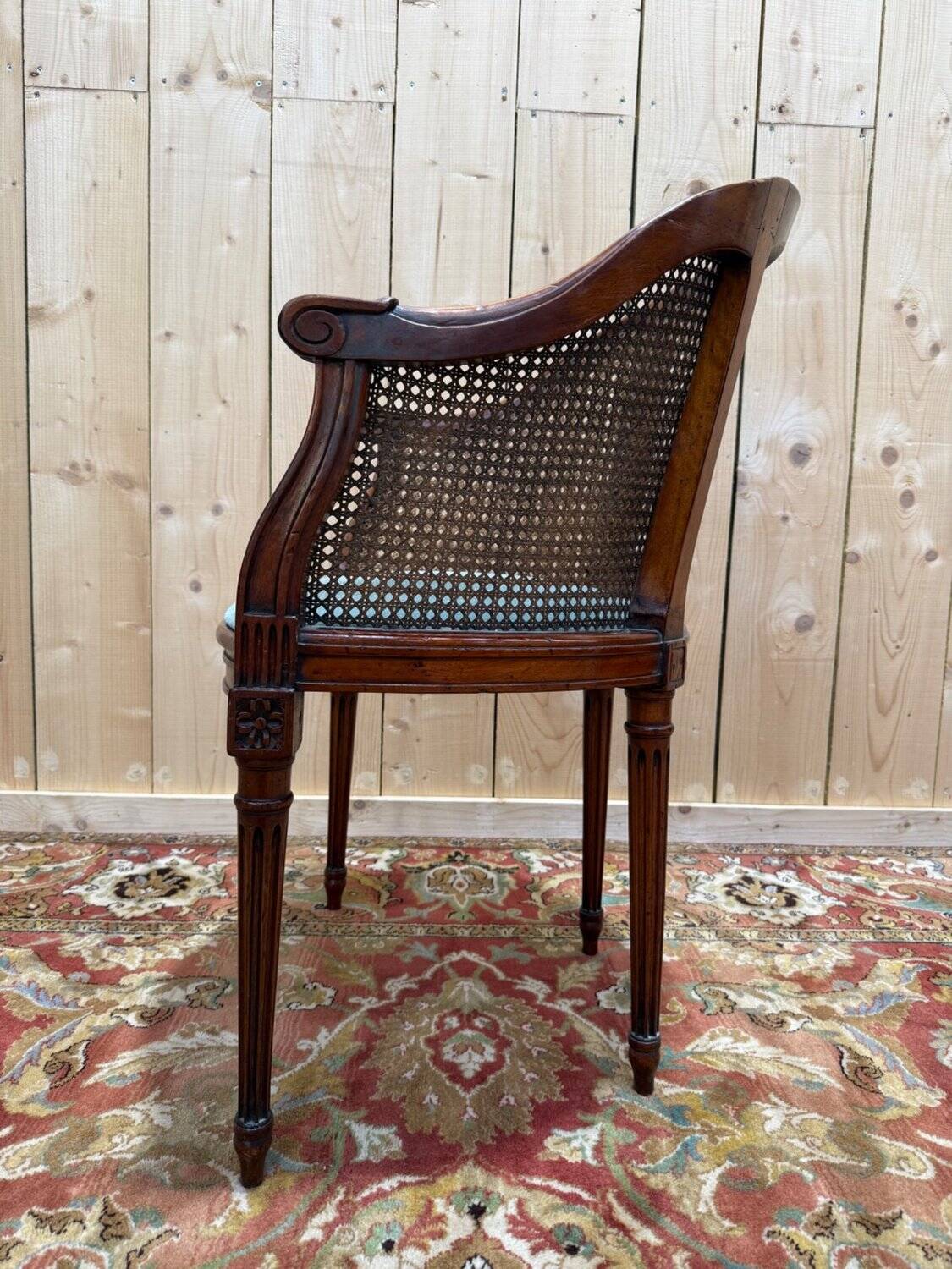 Caned office chair – Louis XVI style – Stained wood – 19th century