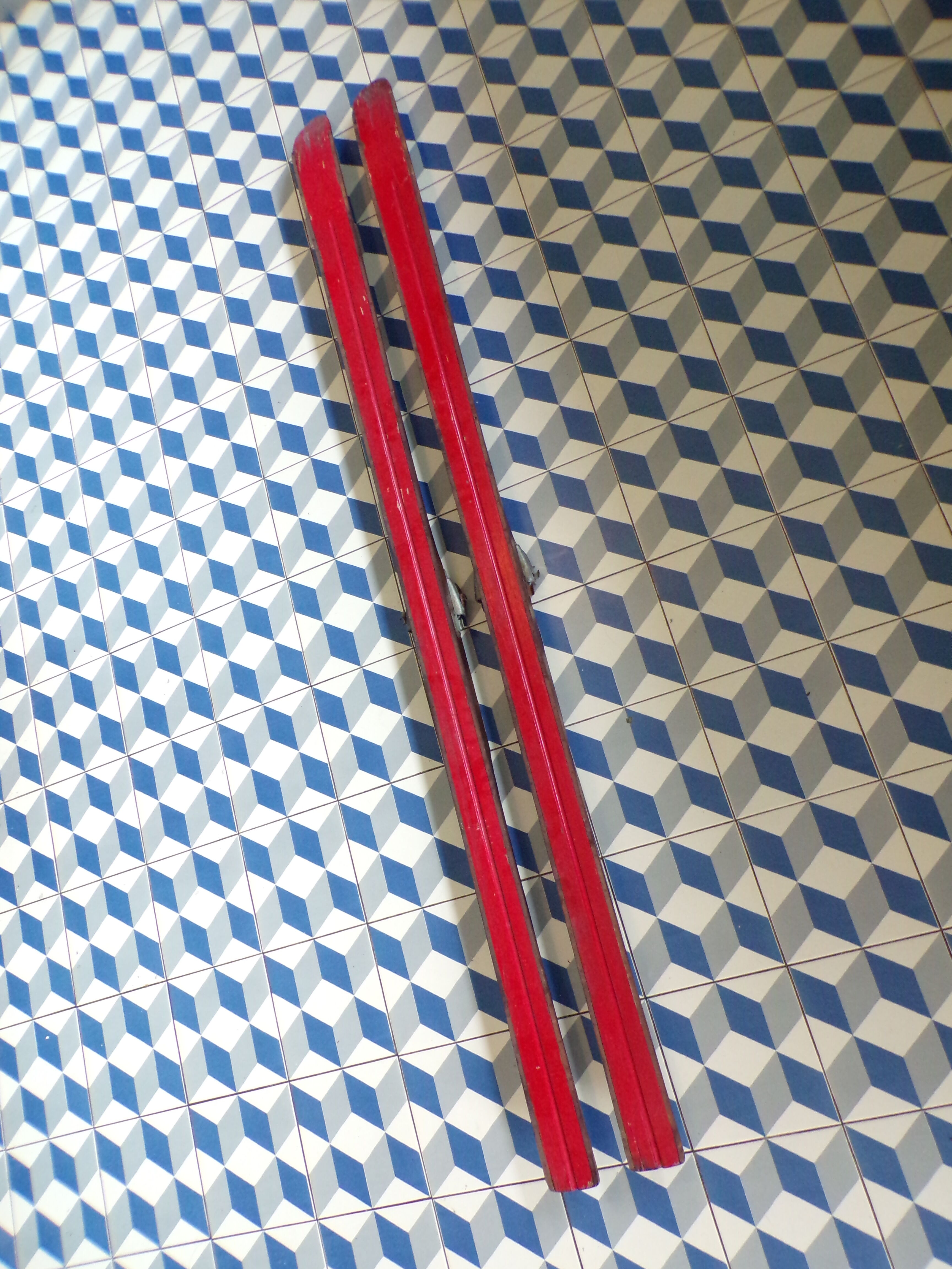 Pair of vintage wooden skis