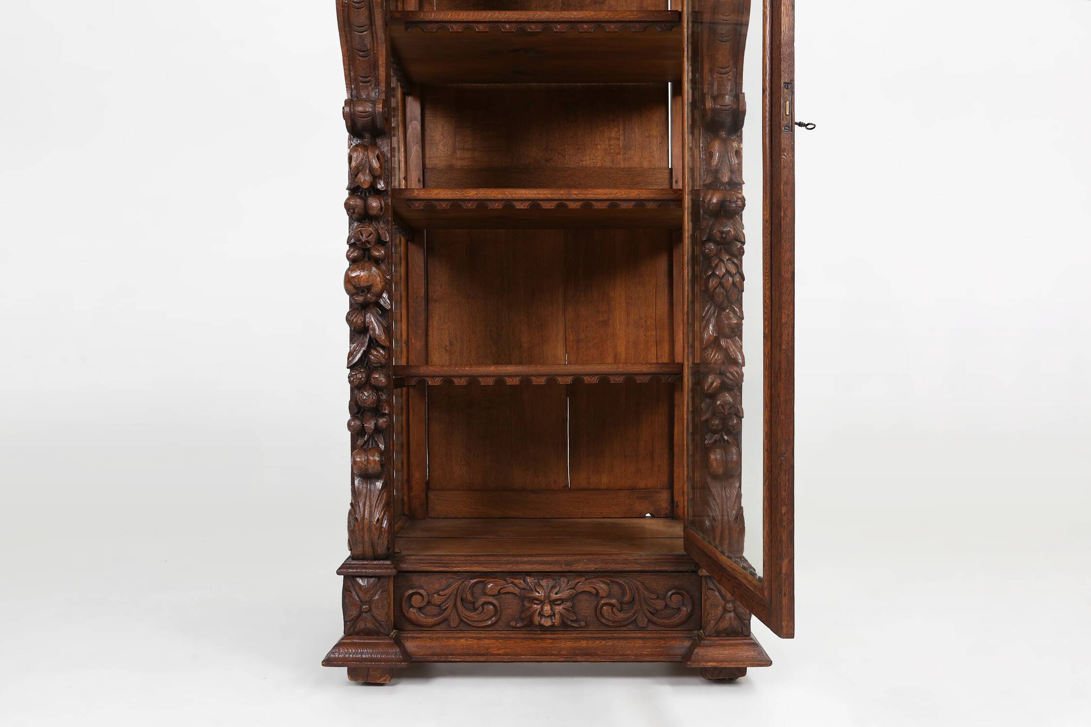 Baroque Style Display Case in Oak, Belgium, 1950s