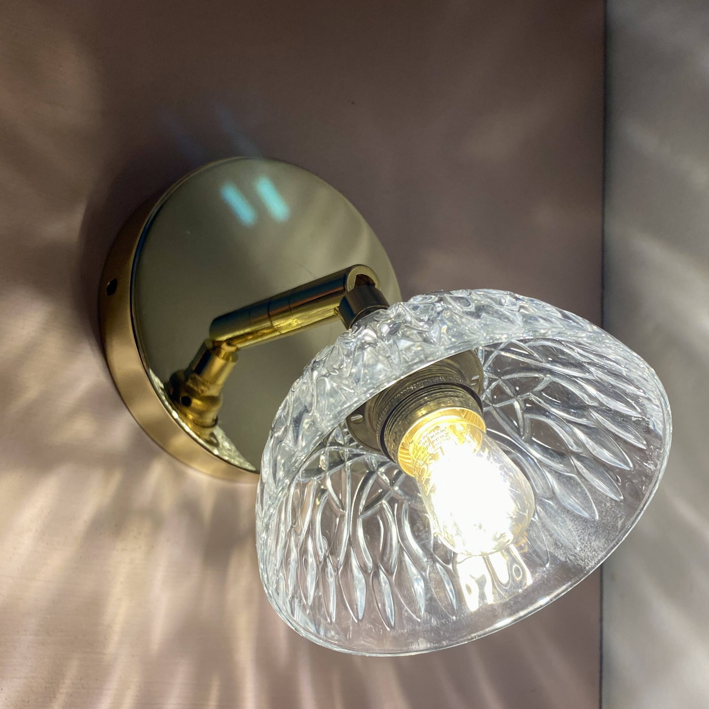 Vintage molded glass lampshade wall light