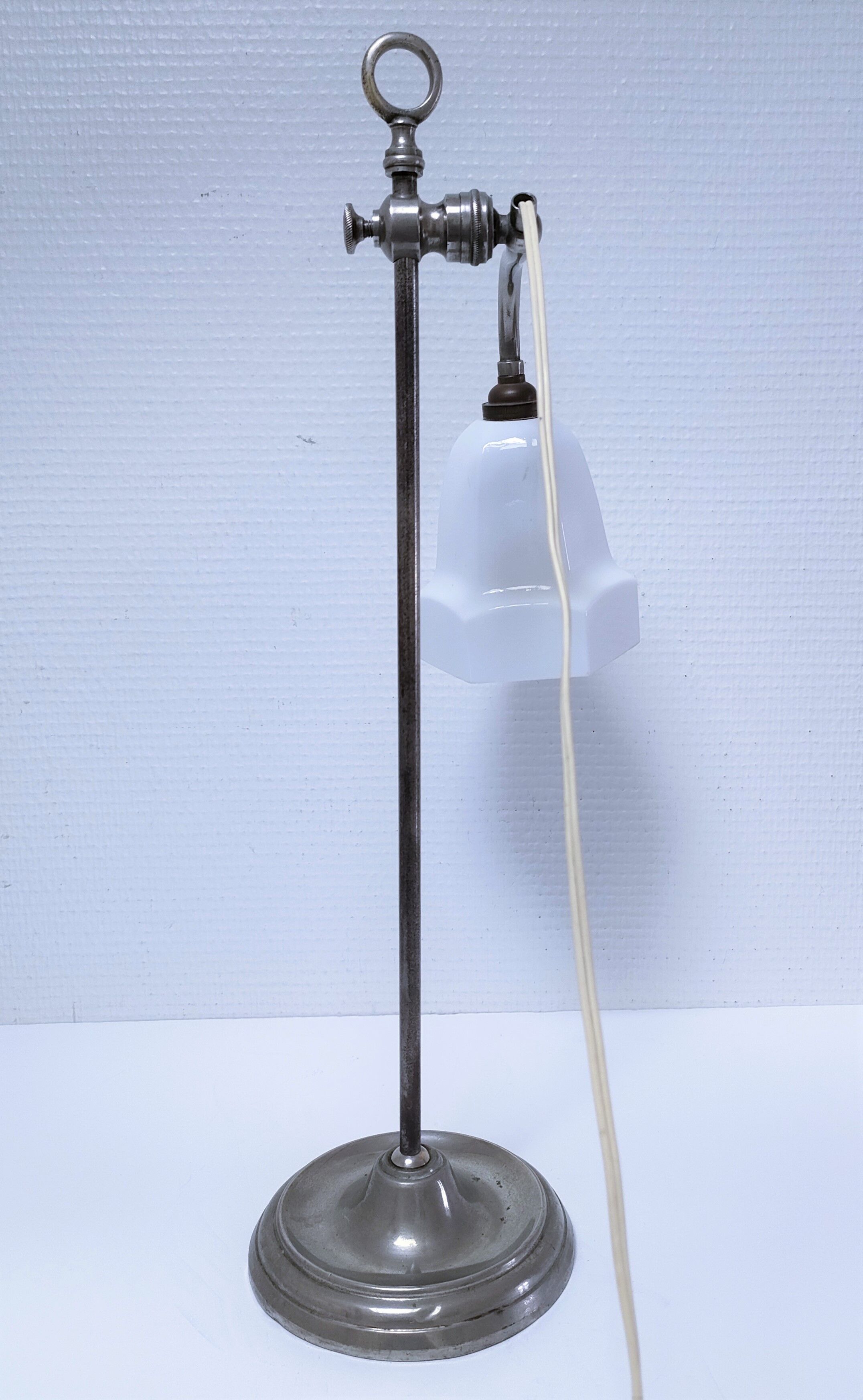 Art deco lamp silver and opaline brass