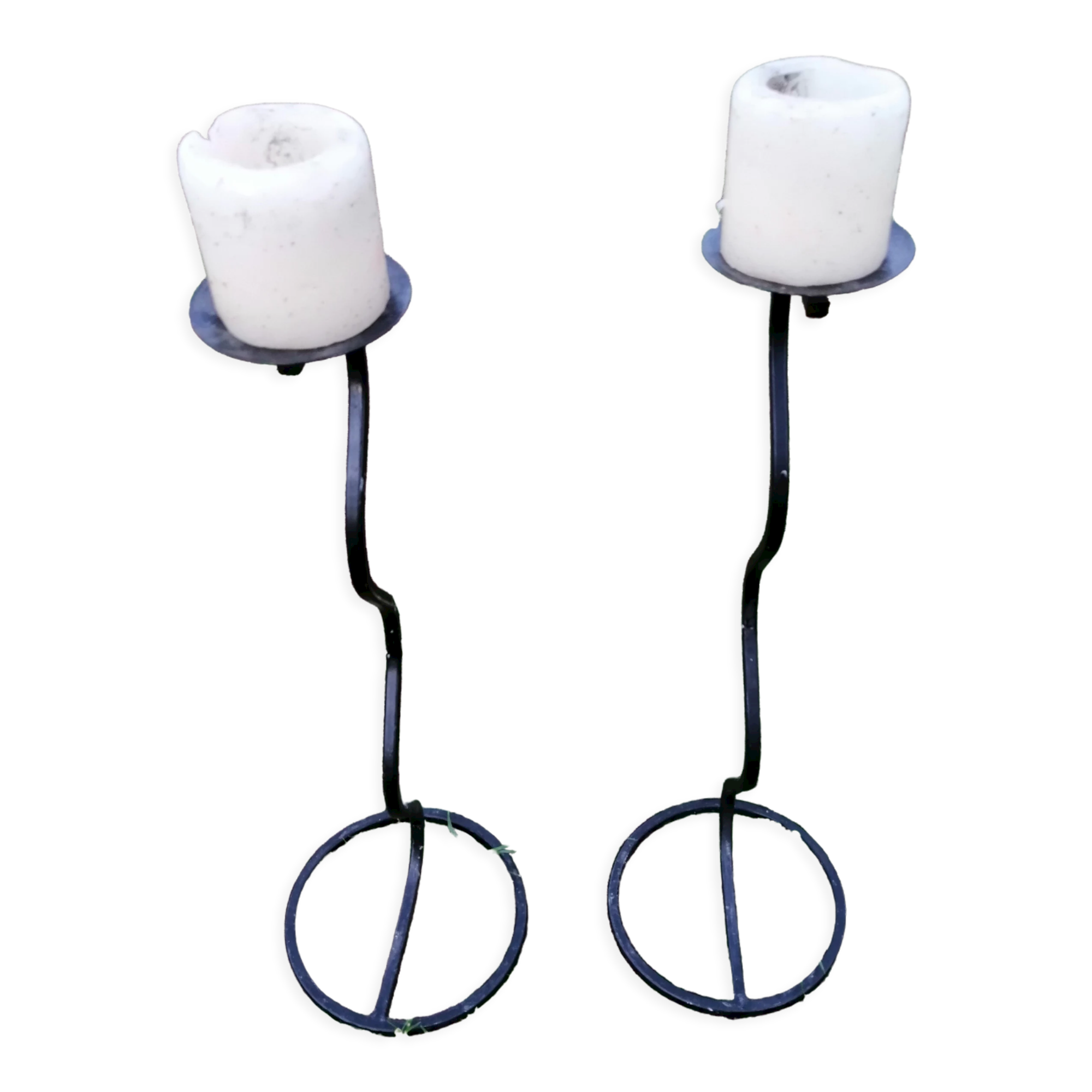 Pairs of candlesticks pique old forged iron candle