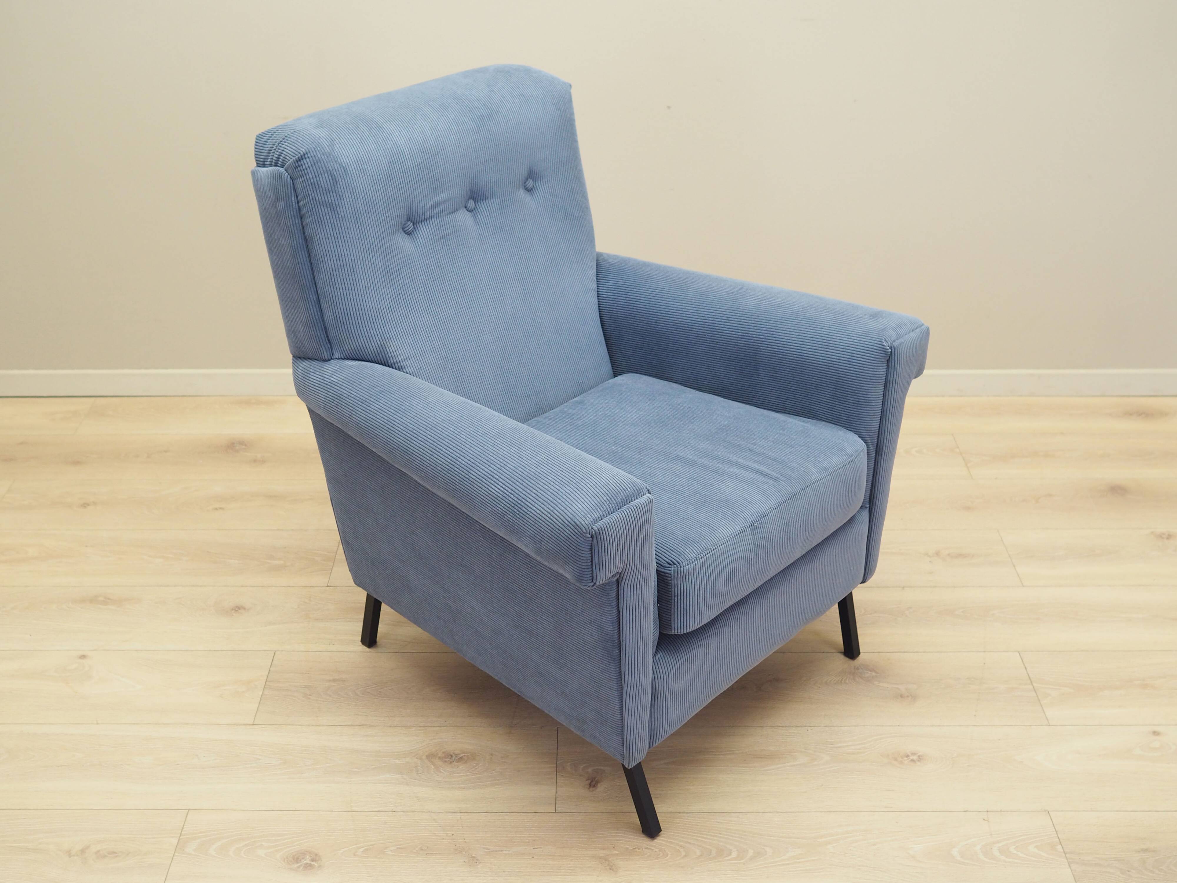 Blue armchair, Italian design, 1970s, production: Italy