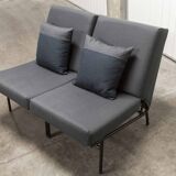 Airborne double bench seat restored foam and new fabrics + 2 matching cushions