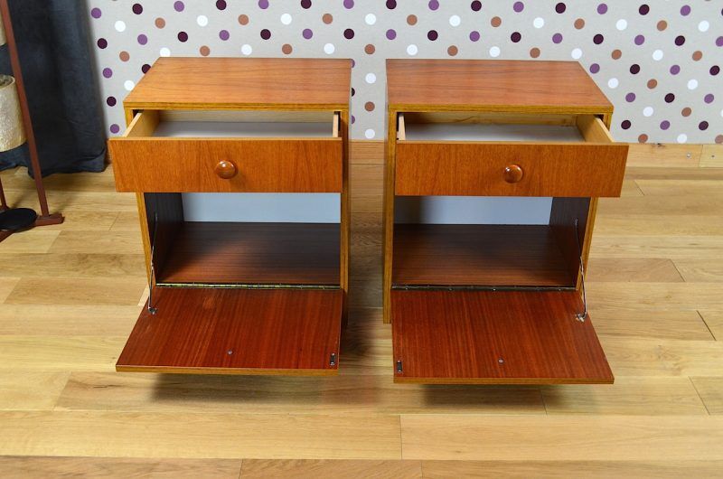 Pair of nightstands Vintage teak Scandinavian Design 1965