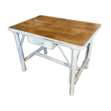 Bureau enfant rotin blanc
