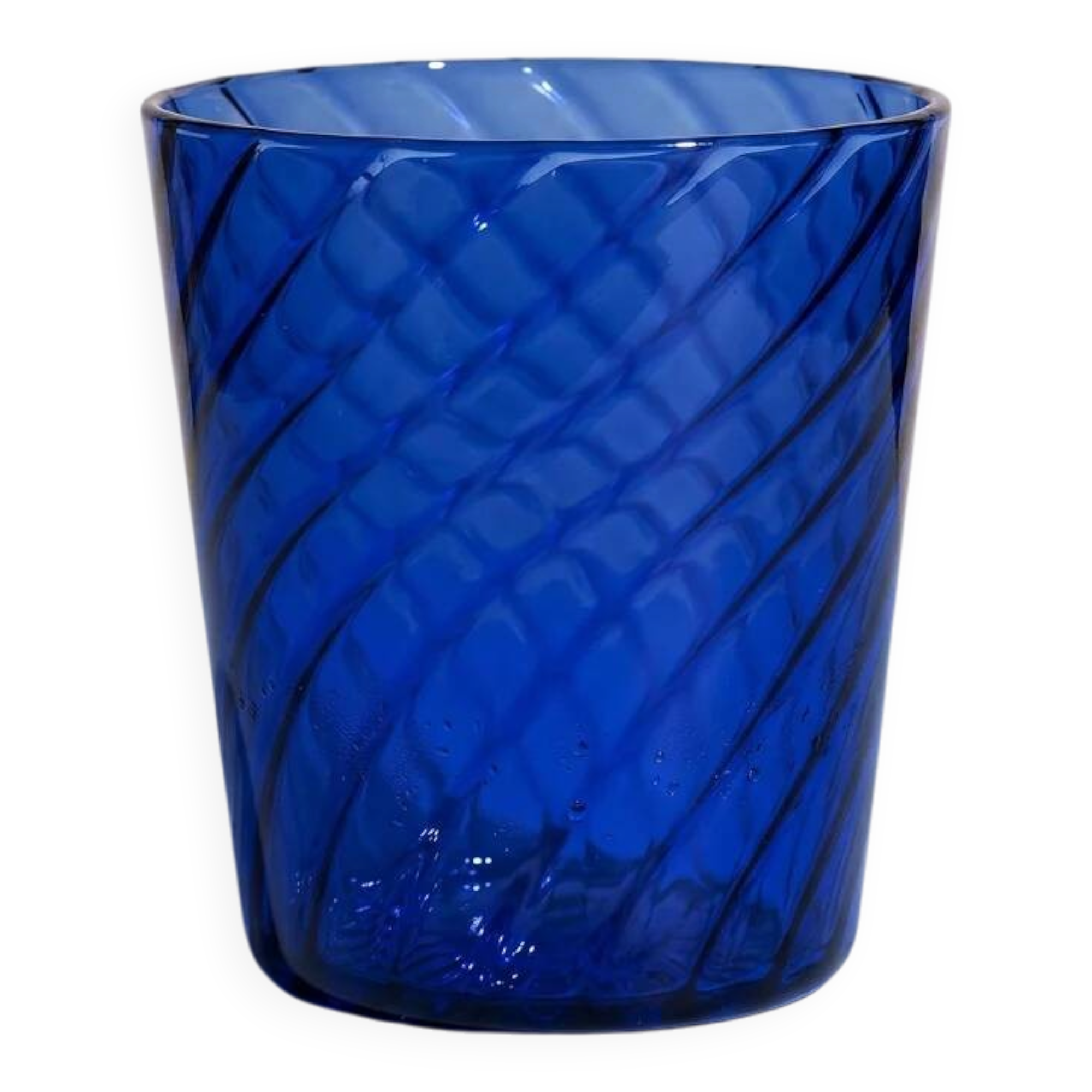 Handmade blue swirled glass tumbler