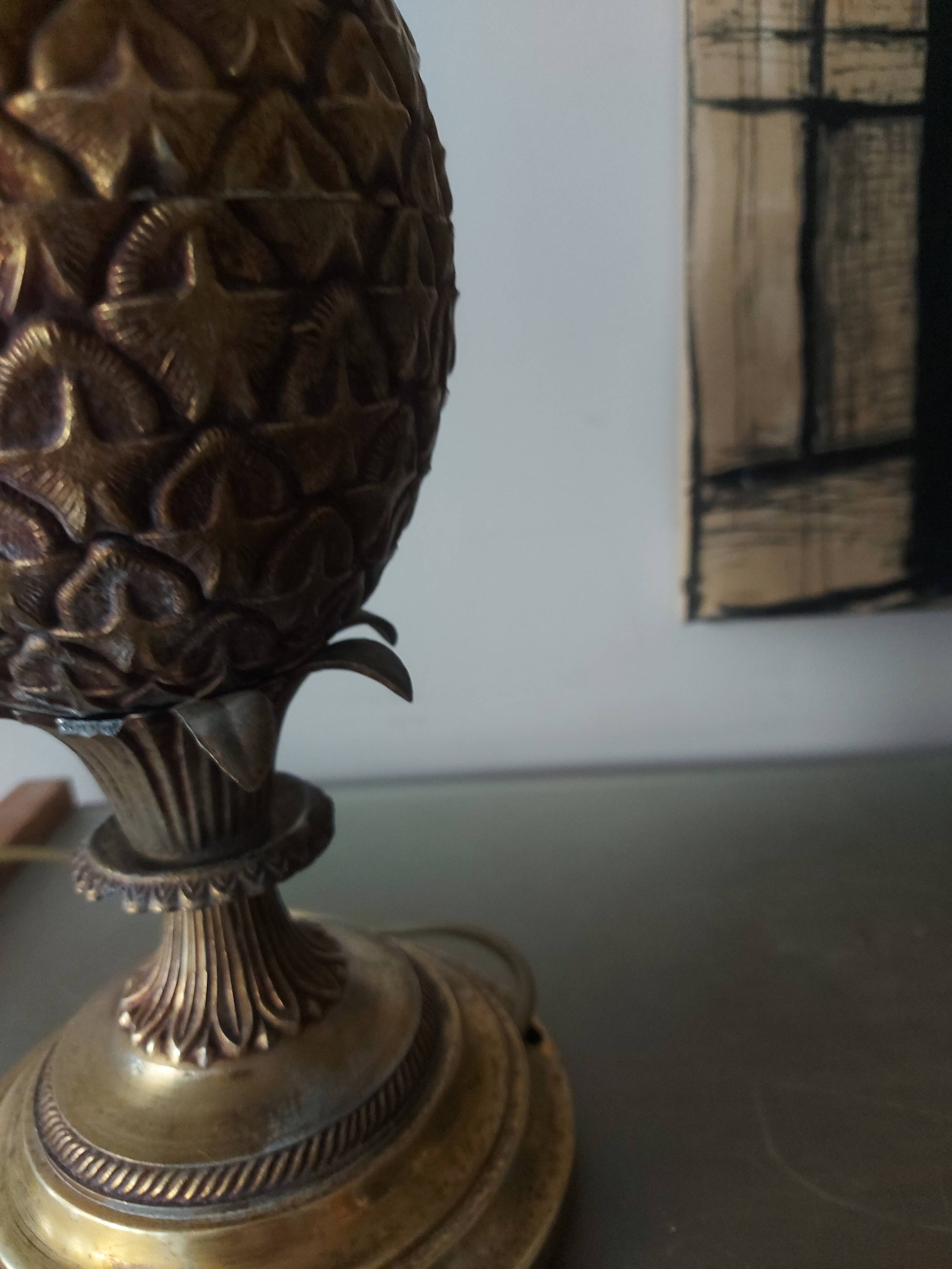 Pineapple lamp in golden brass