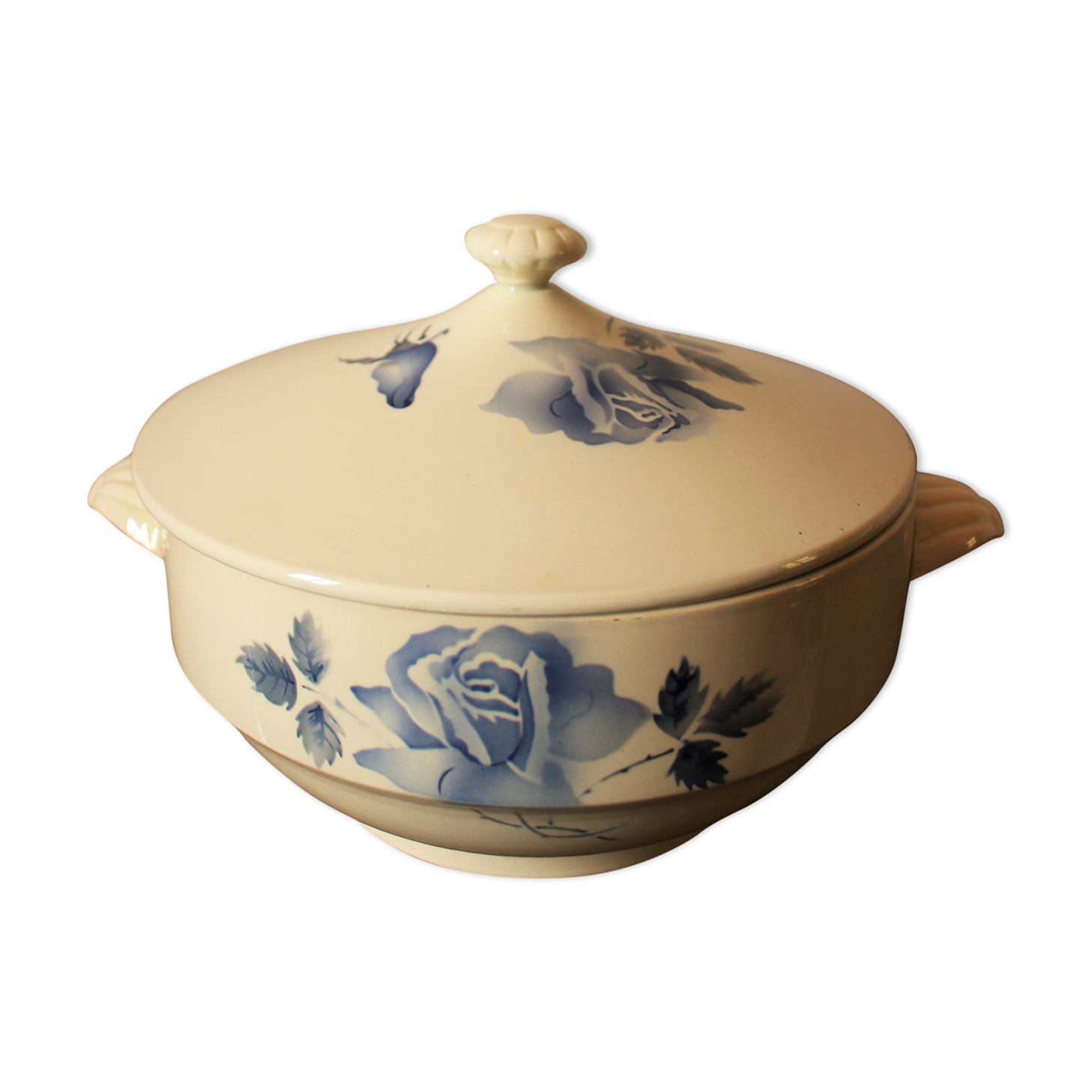 SoupIer Rose Bleu Digoin Sarreguemines late nineteenth