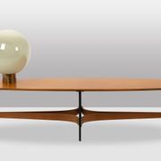 Guglielmo Ulrich. Oval coffee table in blonde teak. 1950s-60s.