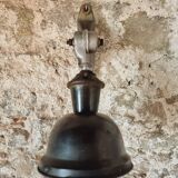 Pair of vintage black enameled metal wall sconces adjustable