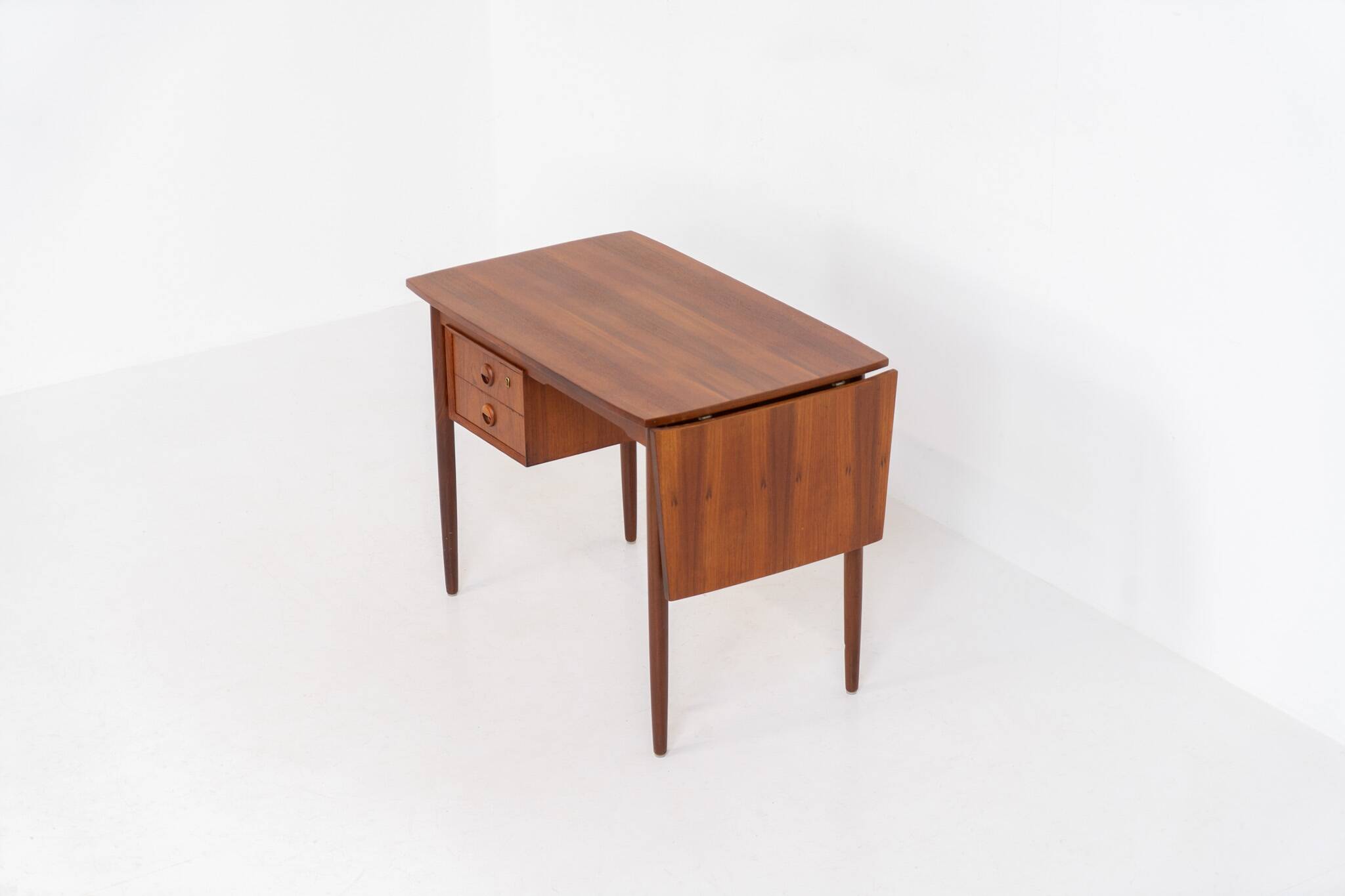 Teak drop-leaf desk