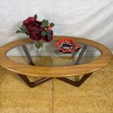 Mid-Century Retro Vintage Coffee Table by Schreiber   Formica Top • Glass D