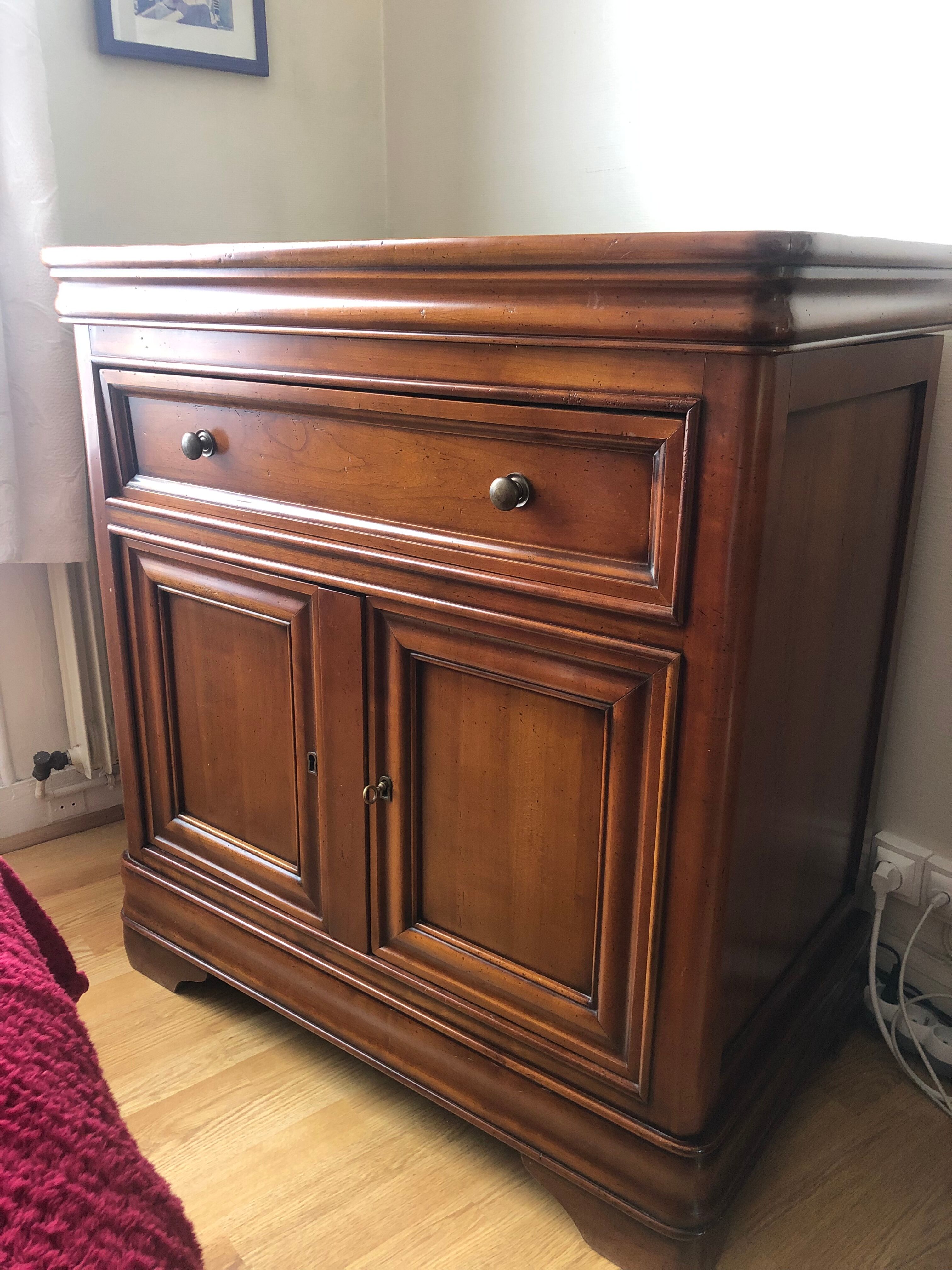 Solid cherry TV stand made in France