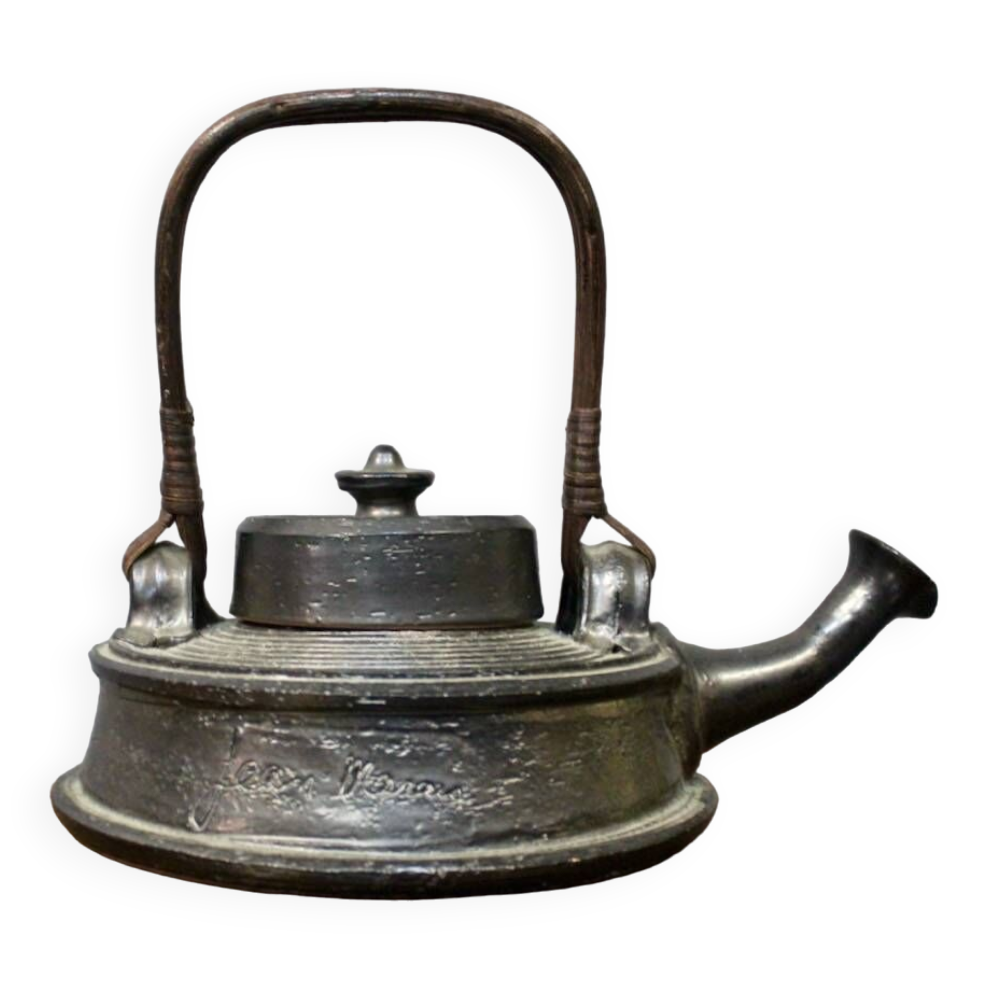 Teapot In Black Enamelled Chamotte Earth Jean Marais (1913-1998)