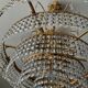 Old bronze waterfall chandelier with crystal tassels