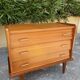 Vintage 1950s small chest of drawers with compass legs.