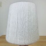 Brutalist lamp in pink sandstone and wool lampshade