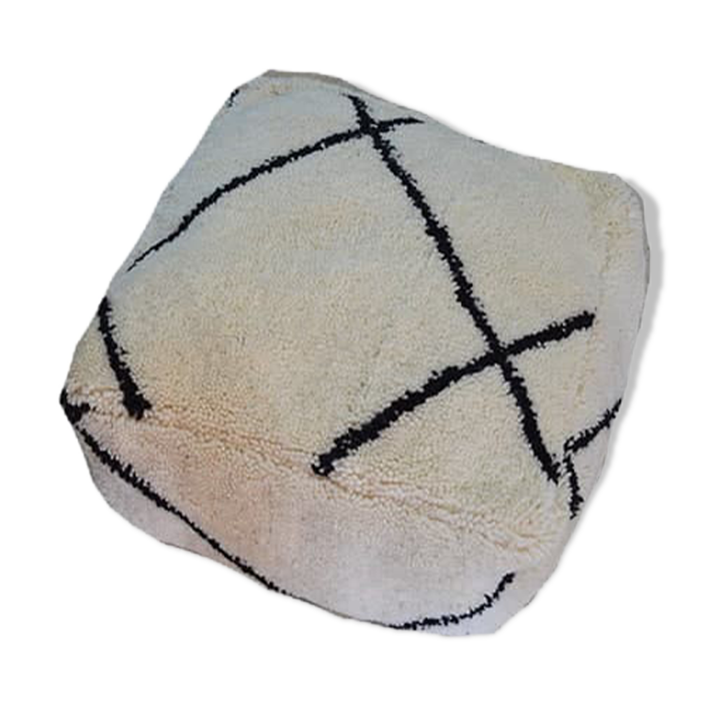Pouf tapis marocain beni ourain 60 x 60 x 20