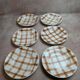 Set of 6 vintage deep plates Moulin des Loups – Checkered pattern