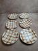 Set of 6 vintage deep plates Moulin des Loups – Checkered pattern