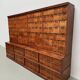 Antique very large American oak grain / apothecary cabinet, ca 1900