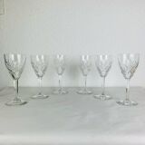 6 large Chantilly model stemmed glasses from Saint Louis, crystal, water or wine