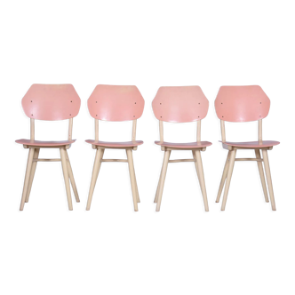 Set of four original mid-century chairs, jitona sobeslav, beech, czechia, 1950s