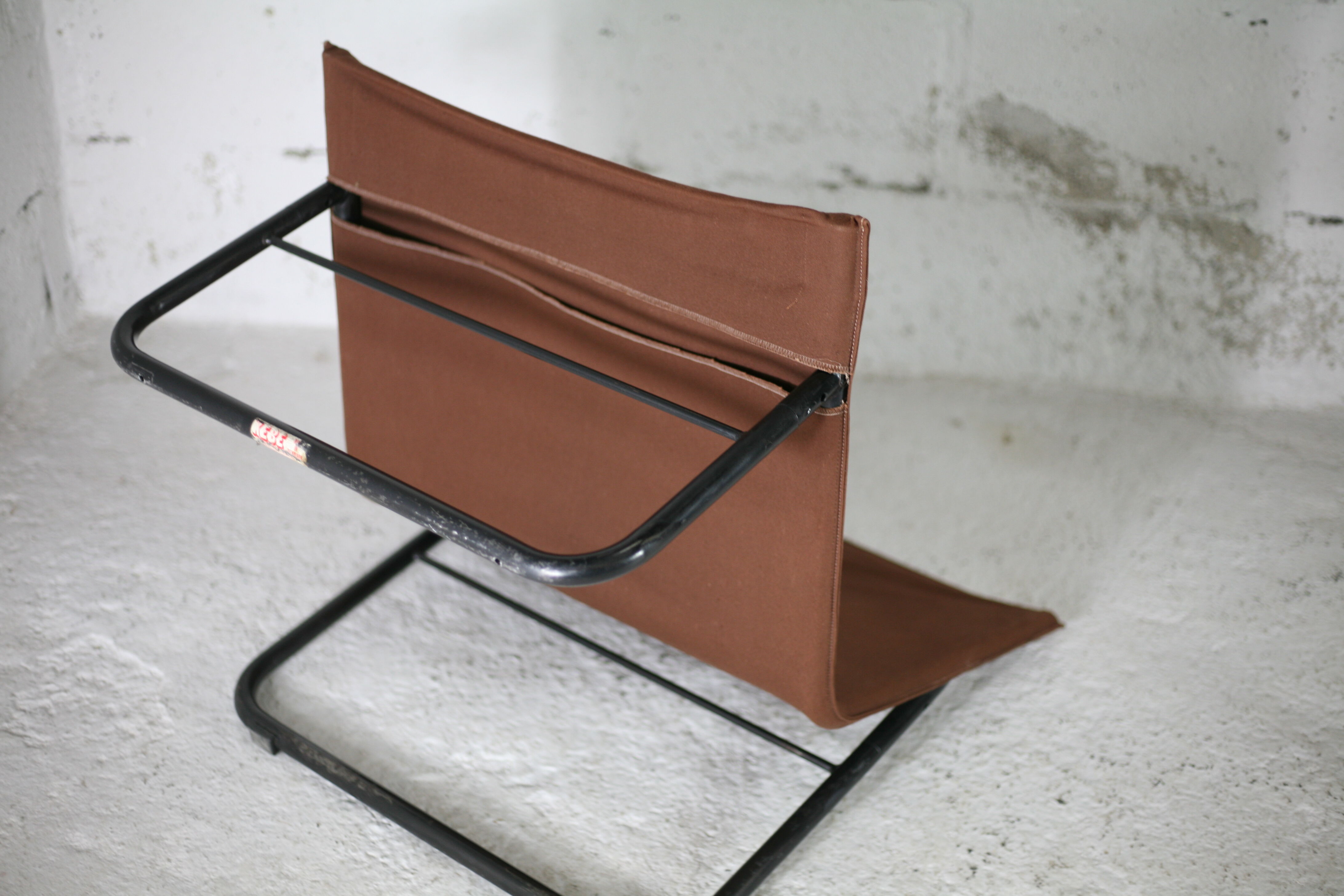 Pair of KEBE drivers, Denmark, circa 1975. Steel and "chocolate" canvas