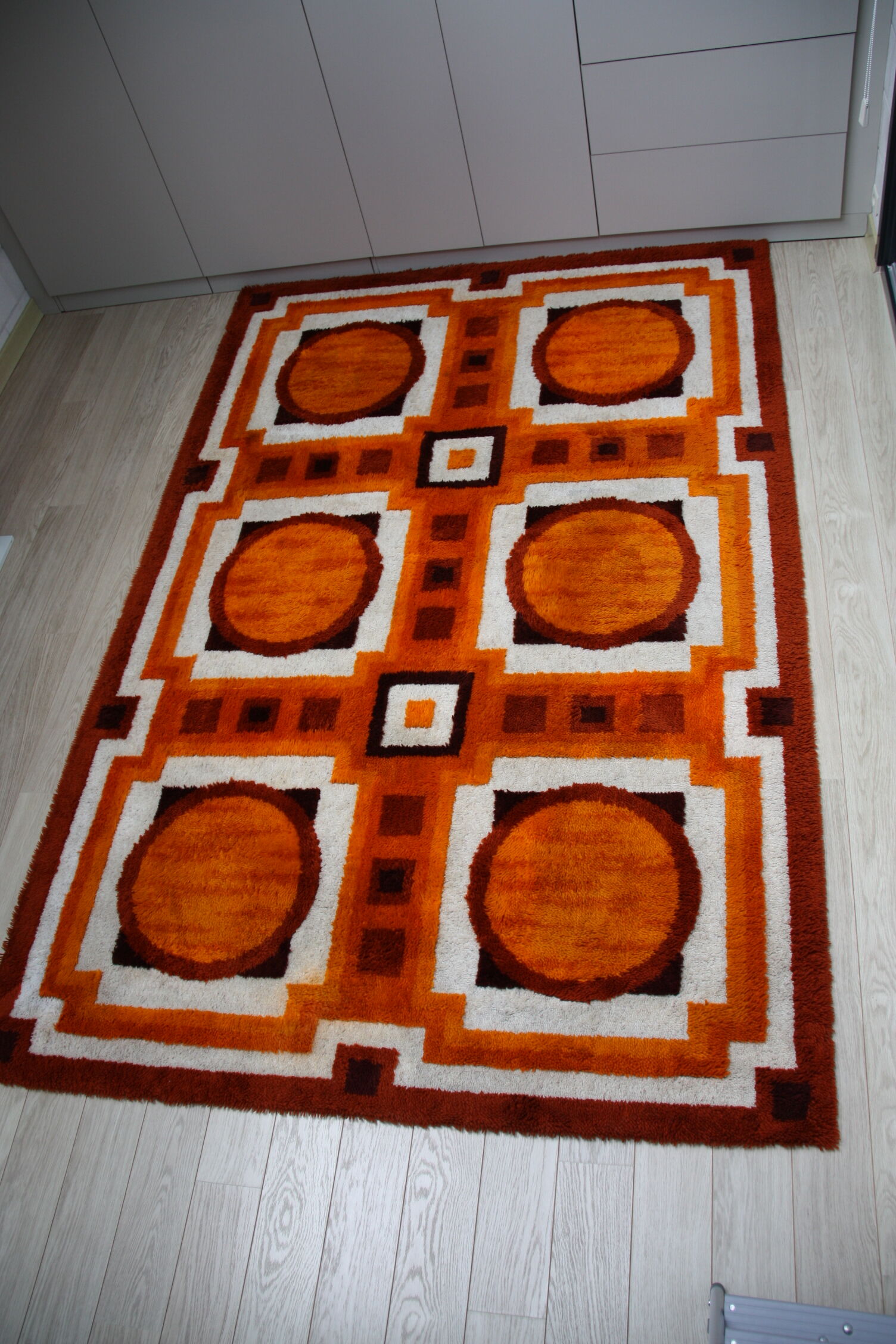 Vintage carpet in wool - 'fity shades of orange' - Germany - 1960's