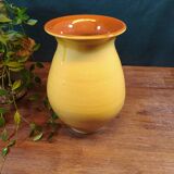 Vase en grès vintage jaune moutarde