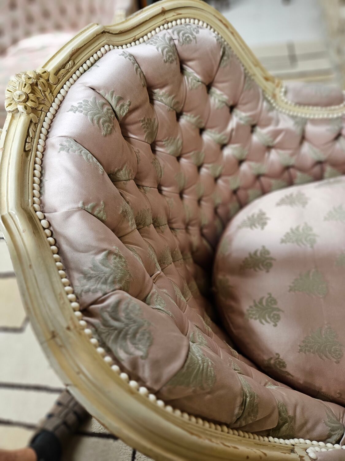 Pair of 1960s silk bergère armchairs