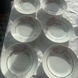6 hollow porcelain plates with art deco peony pattern