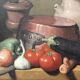 Still life with vegetables, oil on canvas signed Angeli Guerino.