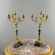 Paire de candélabres en bronze doré et marbre vert, XIXe Siècle