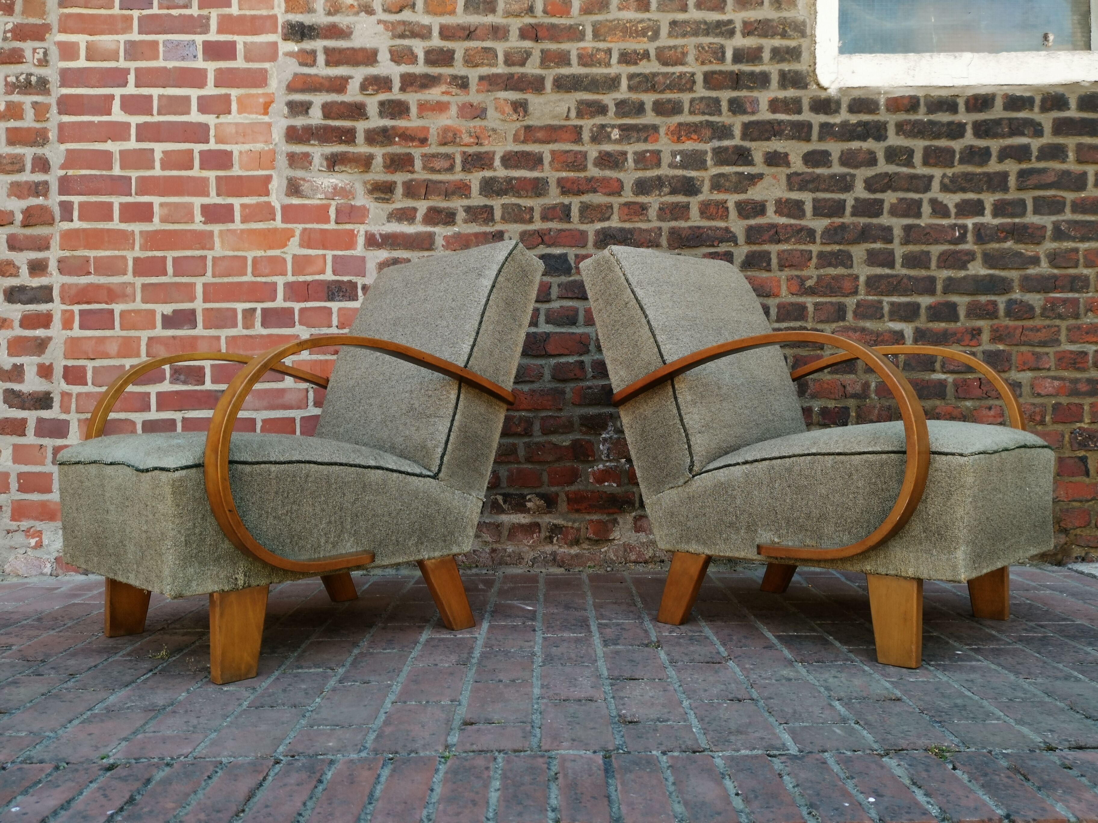 Pair of armchairs by Jindrich Halabala for Thonet 1950. Art deco