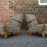Pair of armchairs by Jindrich Halabala for Thonet 1950. Art deco