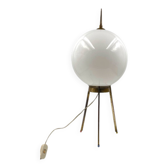 Mid-Century tripod brass table lamp, Lumi Italy 1950s