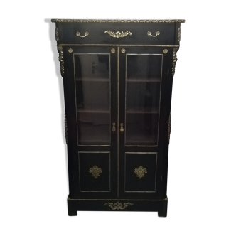 Napoleon III showcase lacquered black and gilded bronze