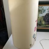 Vintage 70s-80s Lamp - Sculpted Stone Base & Painted Silk Shade