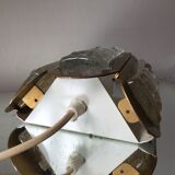 Scandinavian midcentury wall light in crystal and mat gold colored metal