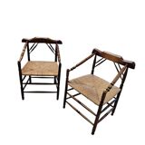 A pair of Dutch oak / matching Rush Chairs 1930s