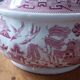 Vintage soup tureen in English earthenware Churchill Rosa pink Willow pattern.