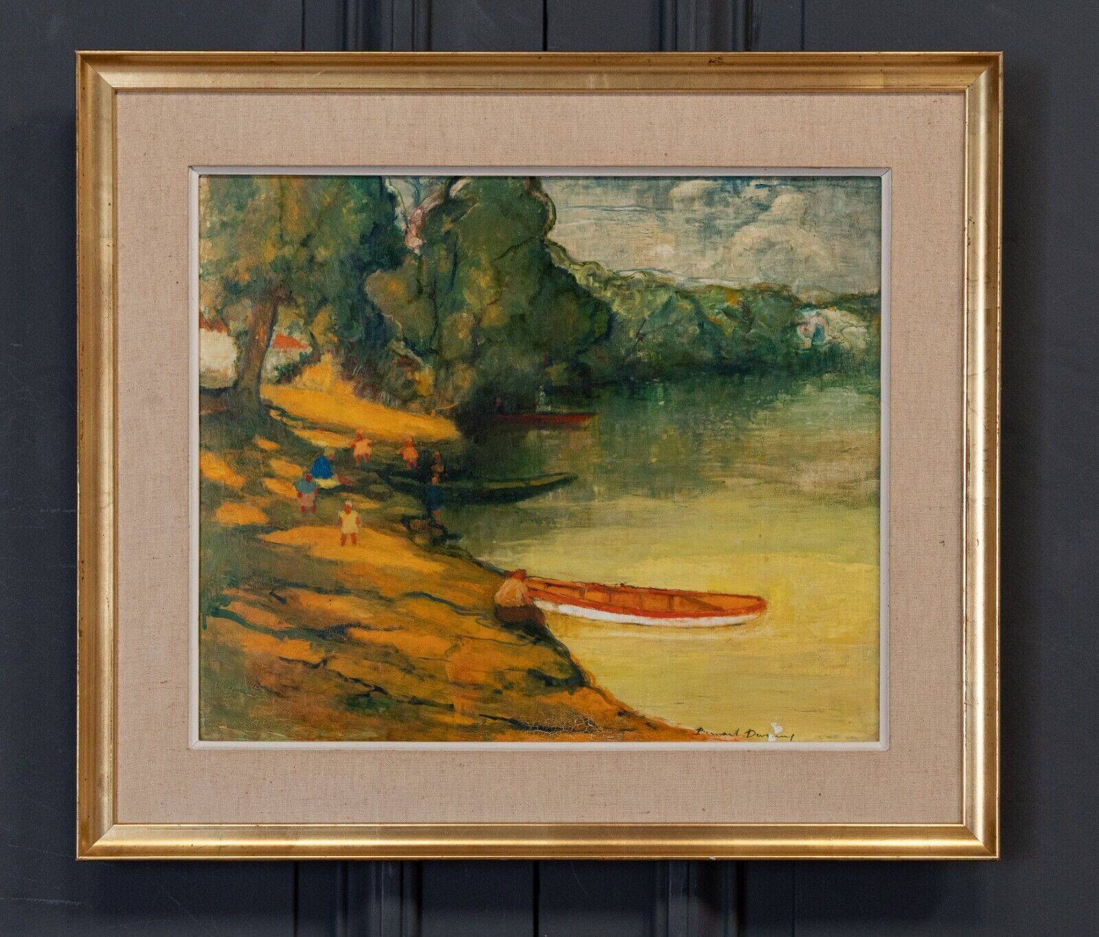 Oil on panel by bernard devanne nantes at the water's edge