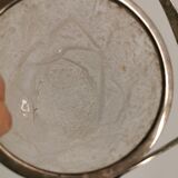 Old, vintage and super delicious ice bucket in frosted glass with stain silver/metal ring and handle