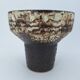 Modernist brutalist standing vase chamotte stoneware shaded brown, ocher, ivory Scandinavian design 1970