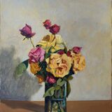 HST painting "Bouquet of flowers" by Angelo Cesare CHIELLINI (1916-1991) Italy
